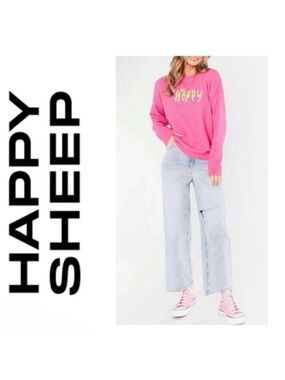 NWT Happy Sheep Pink 'Happy' Cashmere Blend Sweater Oversized.
